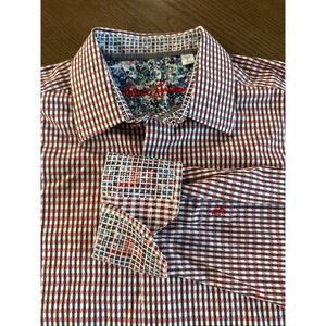 Robert‎ Graham Shirt Men's Large Red Plaid Long Sleeve Flip Cuff Button Up Shirt